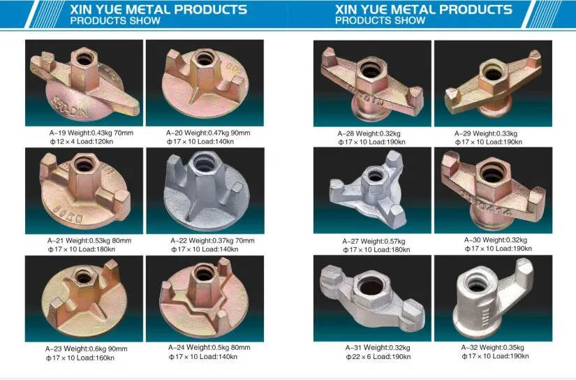 Scaffold/Scaffolding Formwork Casted Construction Building Material Tie Rod Casting Ductile Iron Wing Swivel Nut Formwork Wing Nut Hardware